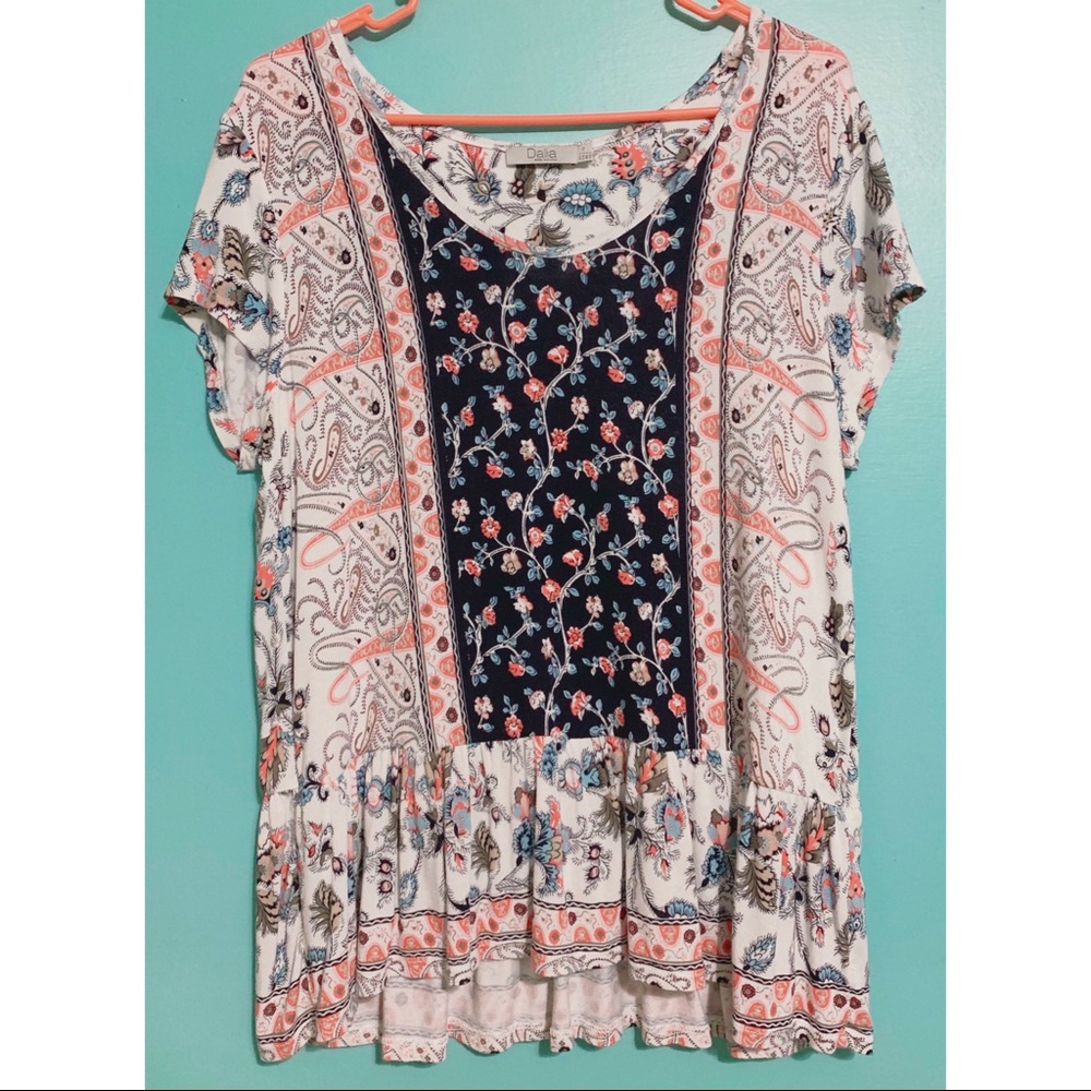 DALIA | Boho Print Short Sleeve Blouse